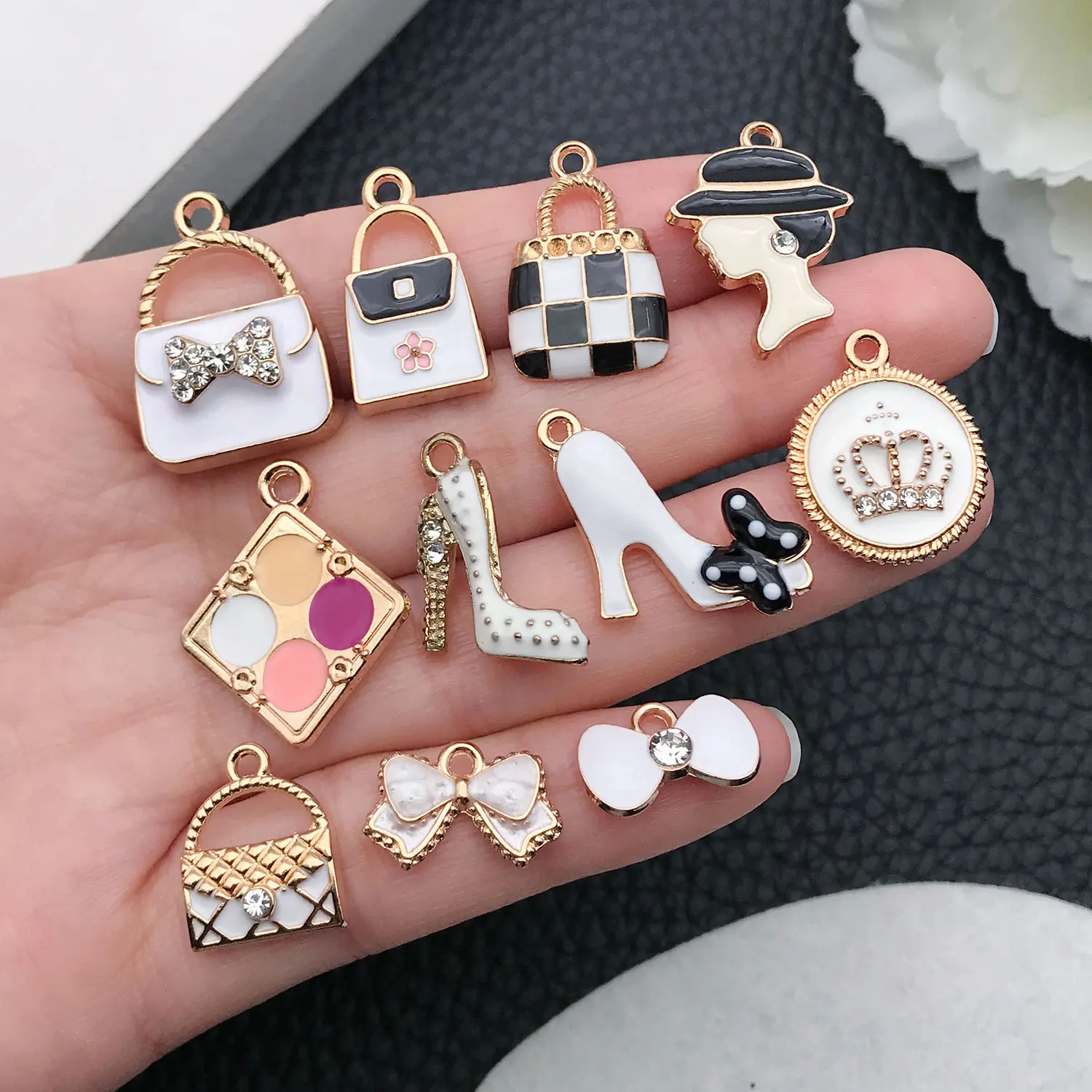 10/16 Pieces Drop Oil Little Chic Lady's Set, Suitable for DIY Handmade Necklace, Bracelet, Earring Accessory Materials.