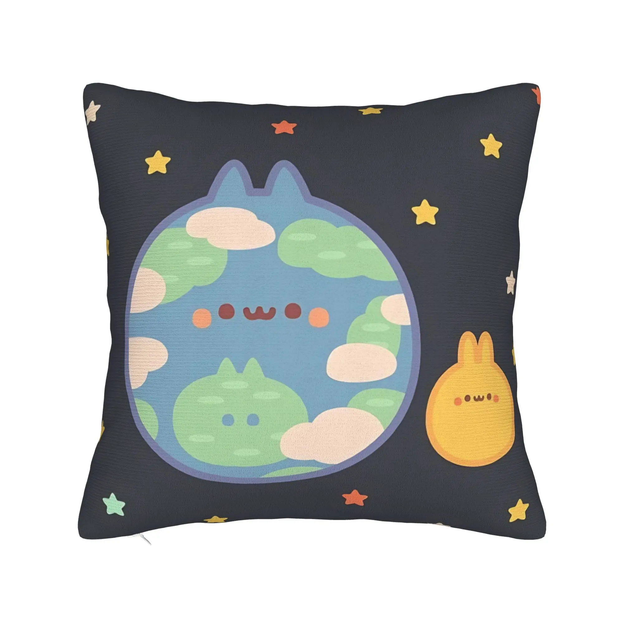 Rabbit Save Earth Day Kawaii Square Pillow Case  Cushion Cover Novelty Polyester Decor Pillowcase for Car 40x40cm