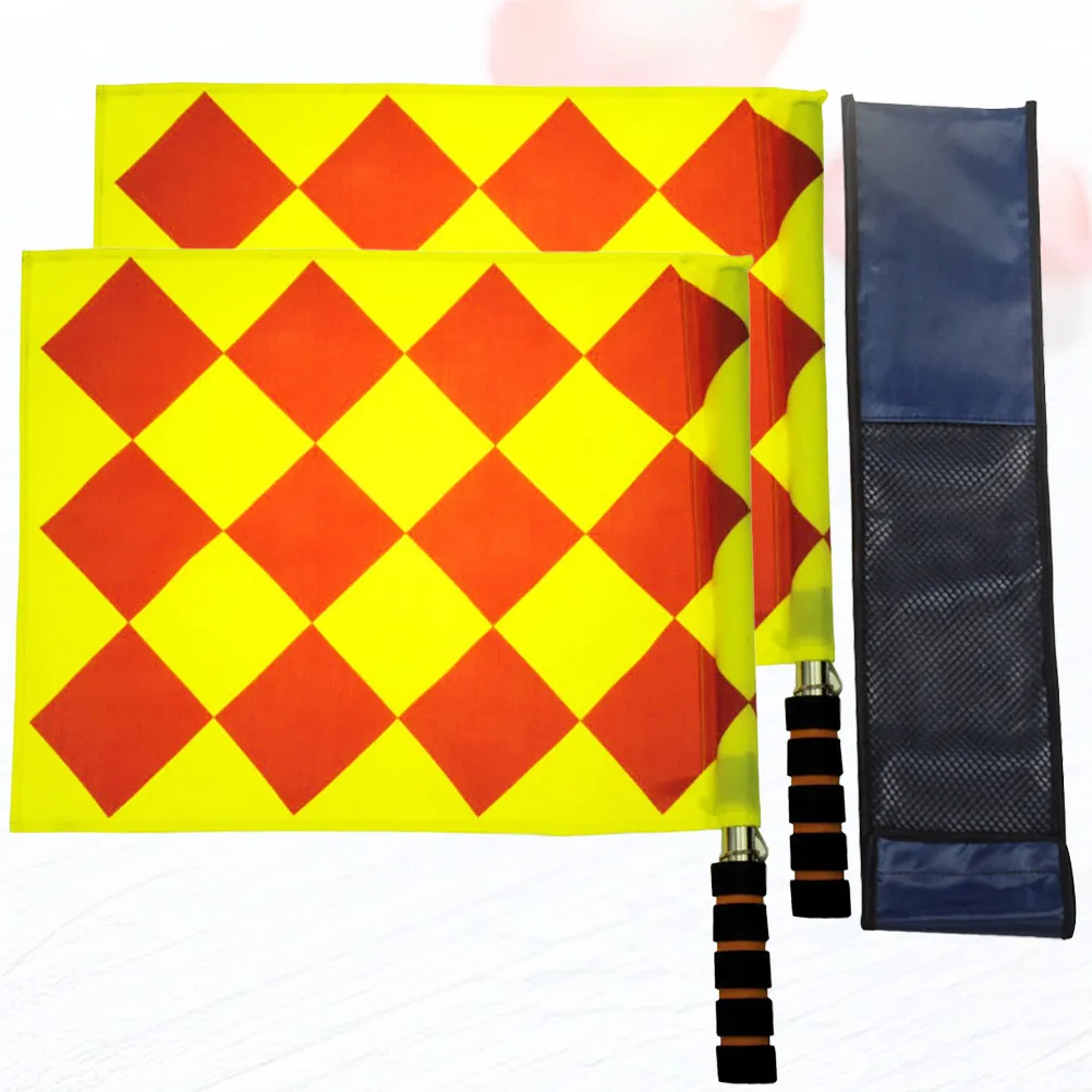 2Pcs Football Judge Flag Durable Waterproof Oxford Cloth Lightweight Mini Hand Flag for Football Game Supplies view 6