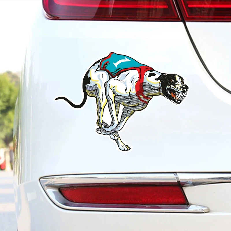 CS12371# Greyhound Racing Dog Car Decals, Weather-Resistant Vinyl Stickers for Windows, Laptop- PVC Material Vehicle Decal