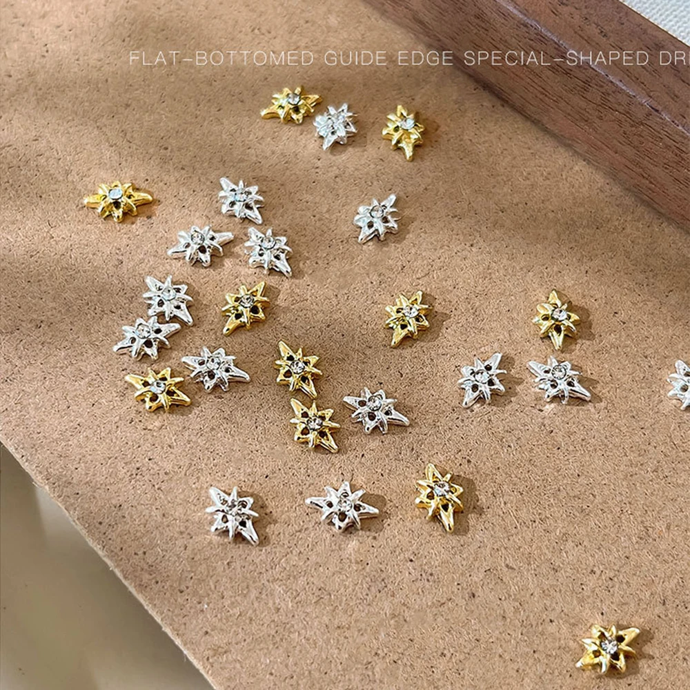 10 pièces Y2k métal argent/or diamant Starlight breloques pour ongles 5.8*8.3mm alliage étoile Nail Art avec cristal diamant étoile pièces pour ongles