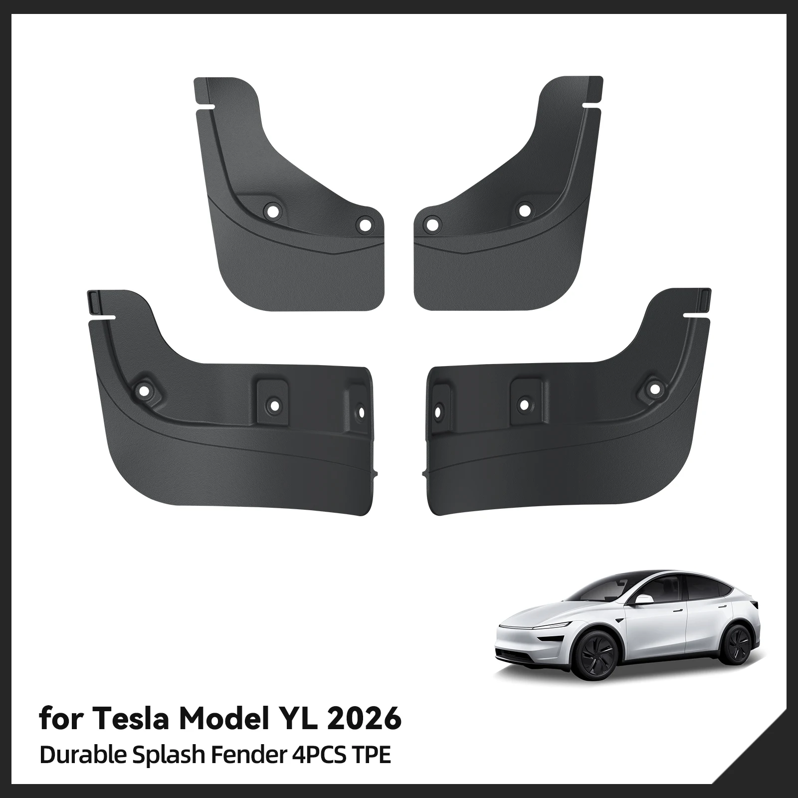 

Smabee for Tesla Model YL 2025 2026 Rear Wheel Mud Flaps Car Modification Accessories Splash Guard Mud Fenders Kit 4Pcs