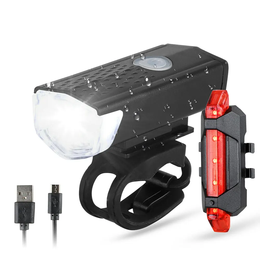 ZK30 Bike Bicycle Light USB LED Rechargeable Mountain Cycle Front Back Headlight Lamp Flashlight Cycling Safety Warning Light