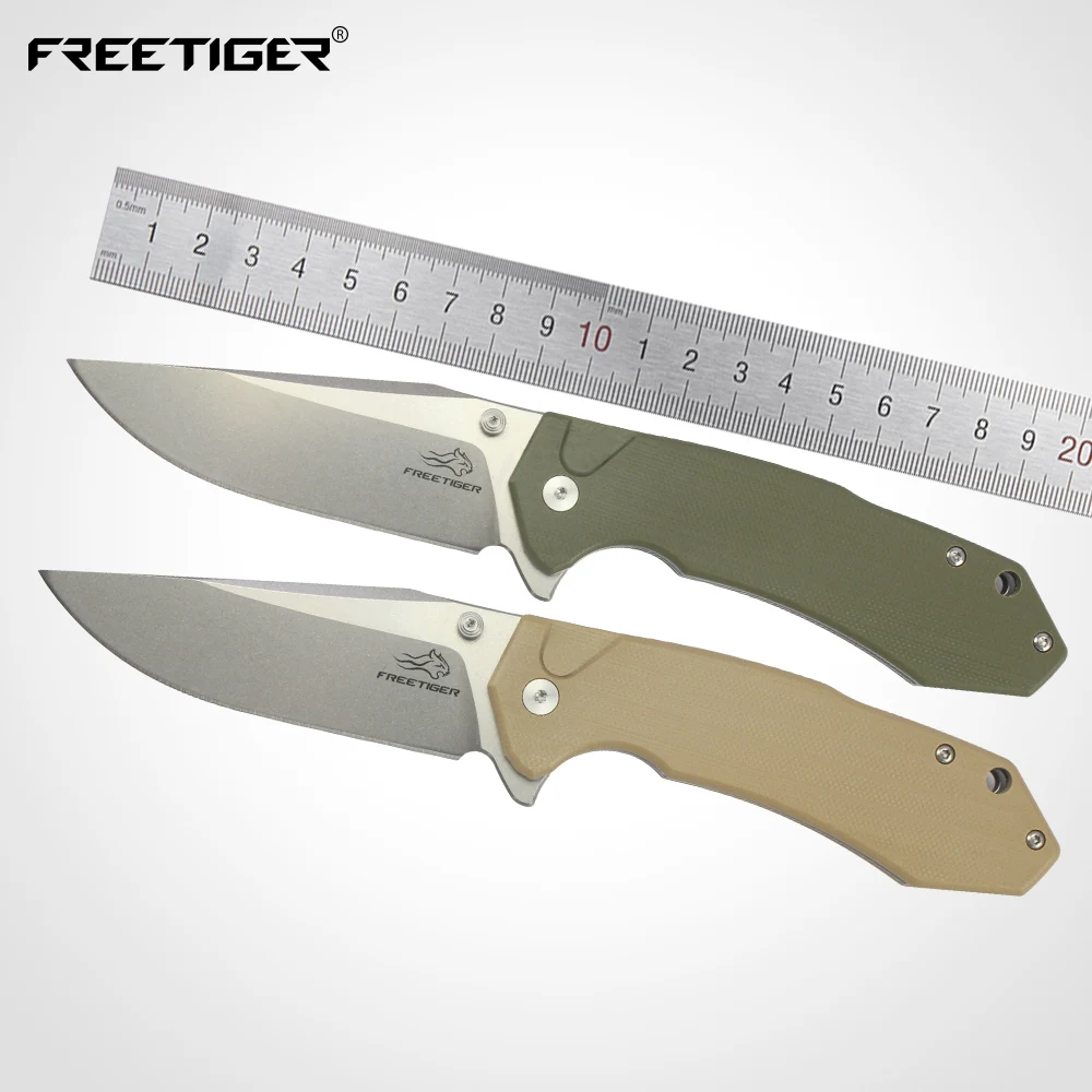 FREETIGER Folding Pocket Knife with D2 Blade G10 Handle, EDC Pocket Knife for Camping Hunting Survival EDC Knives  For Men