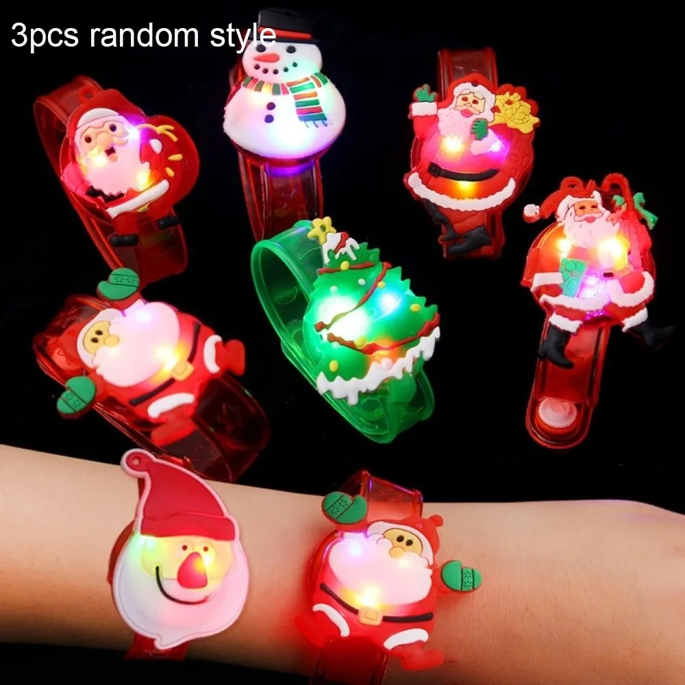 3 ชิ้น กำไลข้อมือพลาสติก LED เรืองแสง ลายการ์ตูน กำไลเรืองแสง ปรับขนาดได้ ของเล่นเด็ก ของขวัญสำหรับเด็กอนุบาล