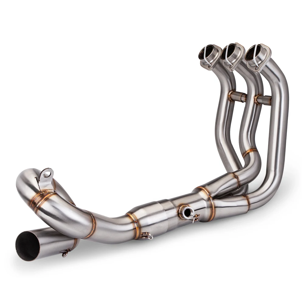 دراجة نارية العادم الجبهة وصلة الأنابيب لياماها MT09 FZ09 XSR900 2014-2020 الانزلاق على الهروب موتو نظام أنبوبة رأسية مستديرة #6