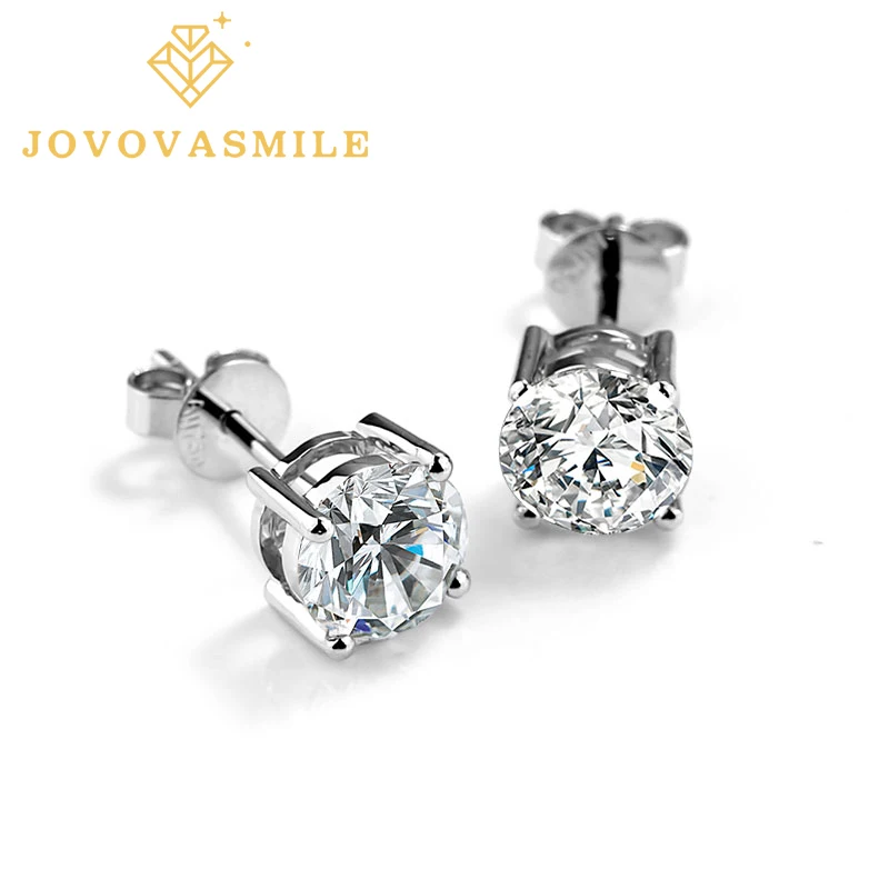 Jovovasmile 0.5CT 1CT Moissanite Stud Earrings for Women 100% 925 Sterling Silver Brillant Round Cut D VVS1 for Man Woman