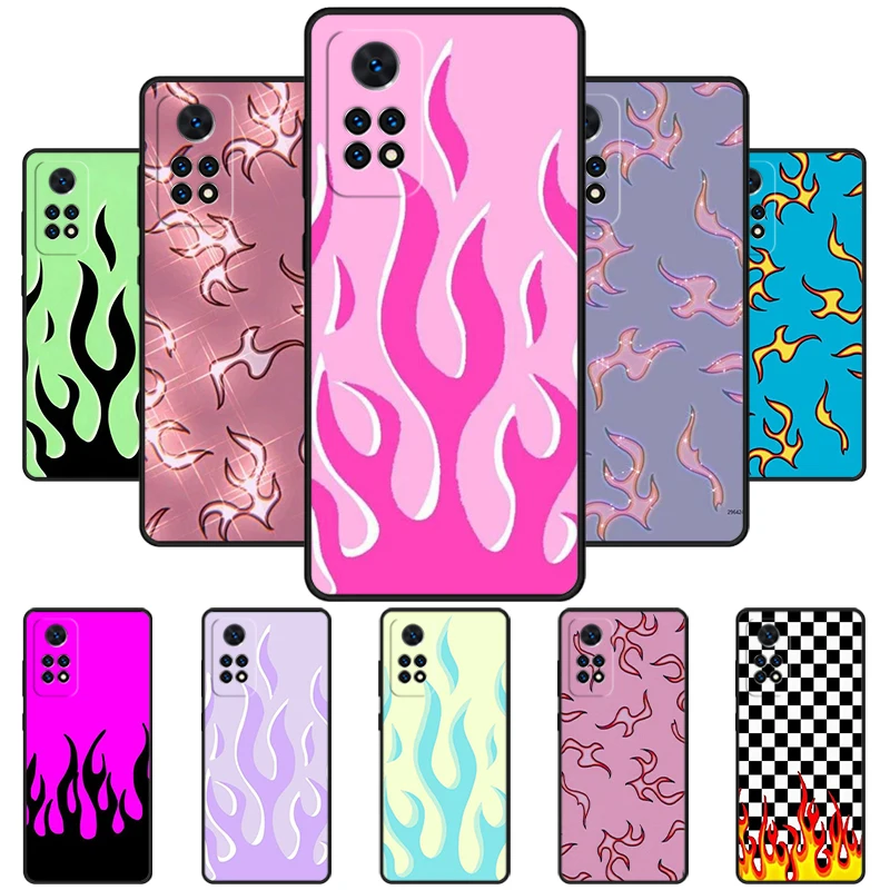 Cool Flame Colorful Pattern Phone Case For Redmi Note 11 EPro 11S 10 10T 9S Promax 8 Pro Xiaomi Mi 10 11 12X 12S Ultra Cover