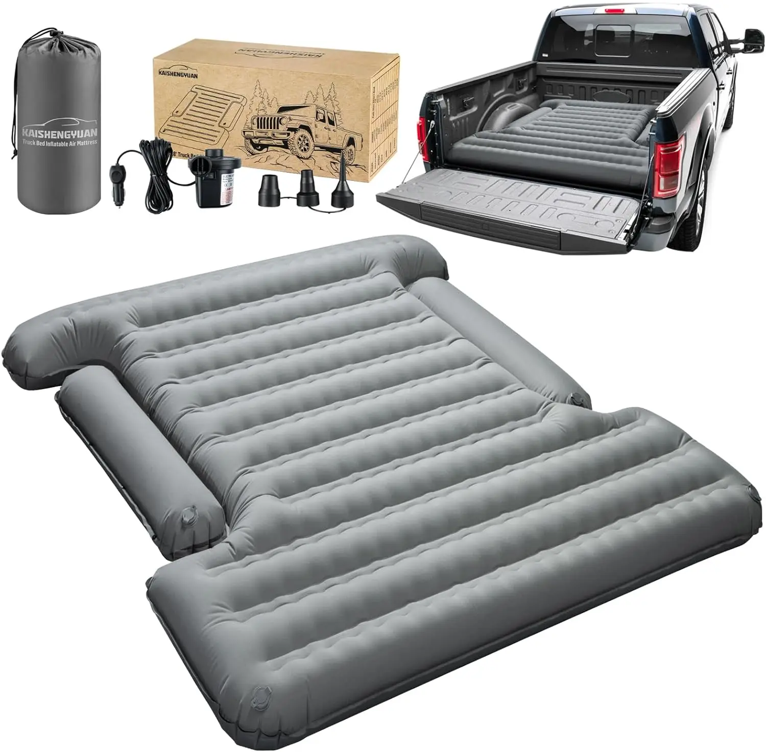 

Kaishengyuan Upgraded Truck Bed Air Mattress for Full Size Short Pickup Beds, 5.5-5.8 Ft Inflatable Bed Mattress for Ford/Dodge