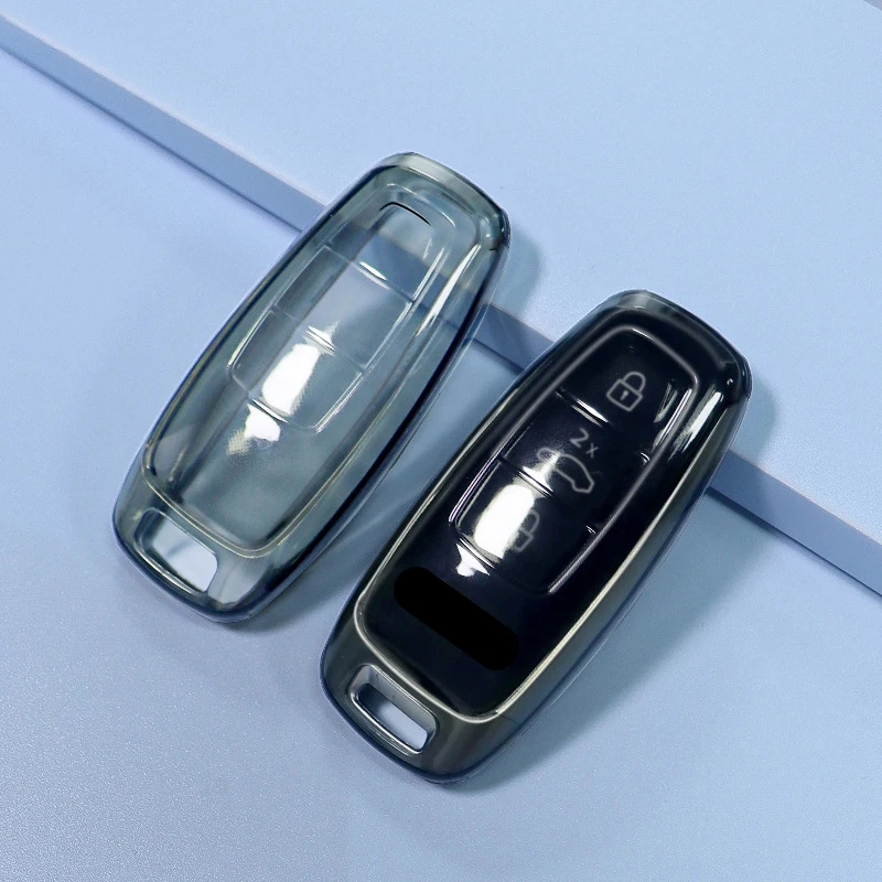 Transparent for Audi Q8 RSQ8 A6 C8 S6 RS6 A7 S7 RS7 A3 8Y A8 D5 4N RS E-tron GT Q4 Q7 4M Smart Remote Car Key Case Cover Fob