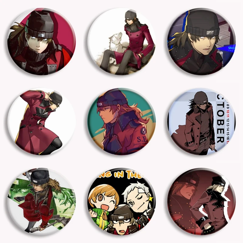 Klasik Game PERSONA 3 tombol Anime Pin Shinjiro Aragaki kartun bros lencana tas aksesoris penggemar mengumpulkan teman hadiah 58mm