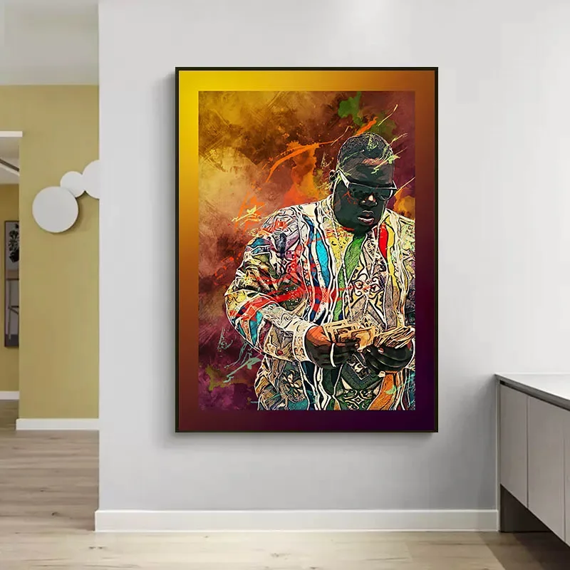 Abstract graffiti art singer hip hop portrait poster canvas painting print rapper wall picture suitable for room home decoration