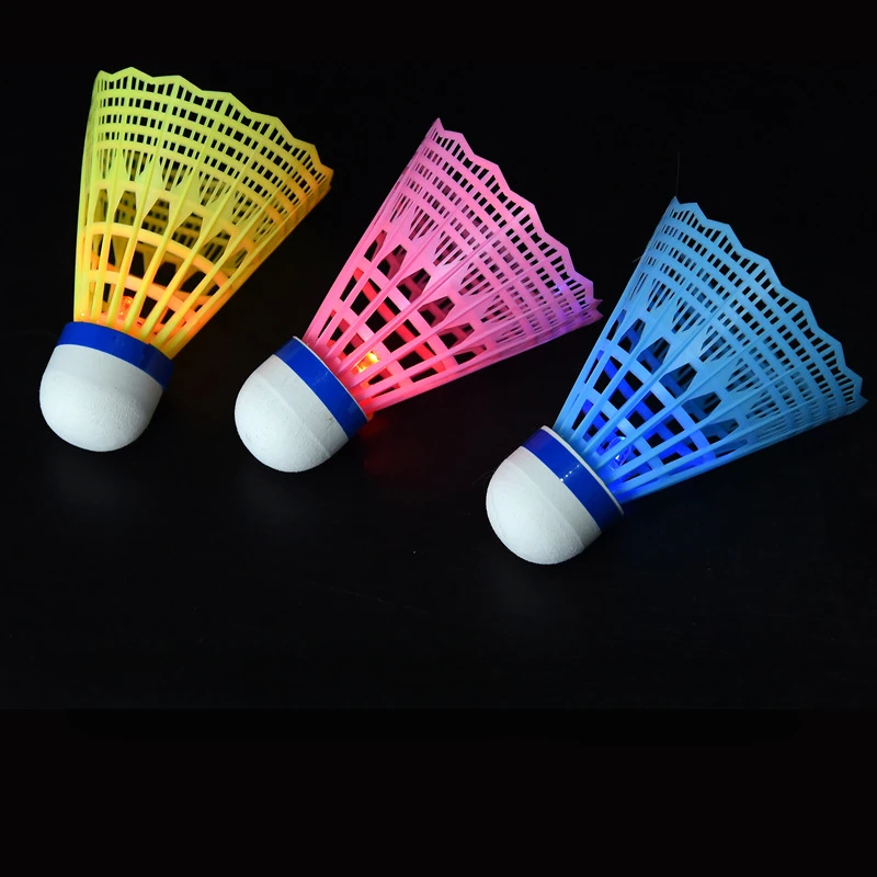 Luminous Badminton Windproof Plastic Nylon Ball with Light LED Night Luminous Ball Outdoor Training