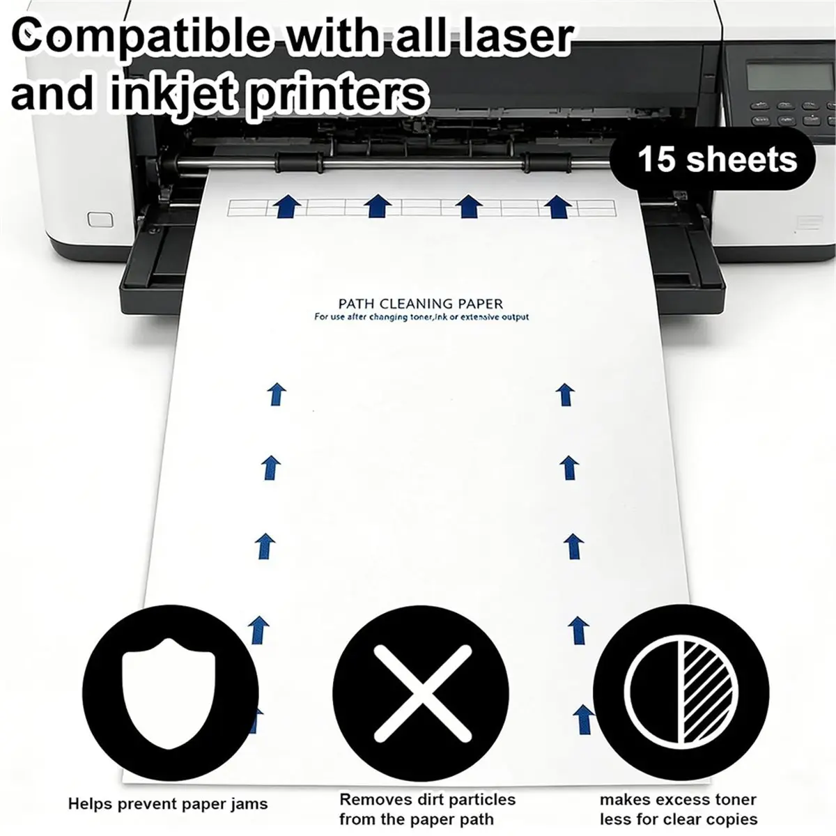 25 Pcs Reusable Printer Cleaning Sheets 8.5x11, Roller Dust Remover for Inkjet Lasers Printers Copier Fax Scanner (Blue)