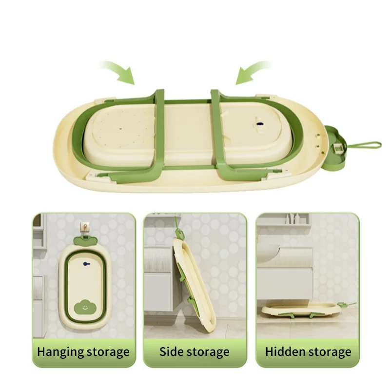 حوض استحمام يستشعر درجة حرارة الطفل - حوض استحمام كبير الحجم قابل للطي للأطفال للجلوس أو الاستلقاء - مستلزمات حمام الأطفال حديثي الولادة