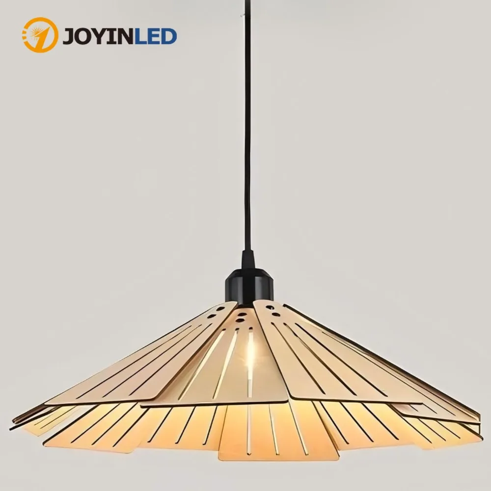 

JOYINLED Wabi-Sabi Style Wooden Chandelier 35/40CM Ceiling Hanging Light for Bedroom Dining Room Walnut Wood Color Pendant Lamp
