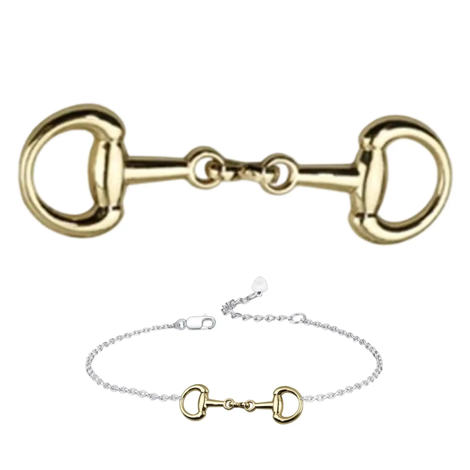 Double D-Ring Snaffle Bit Alloy Equestrian Connecting Clasp D-Ring Snaffle Bit Connectors for Shoes Decoration Loafers Purse