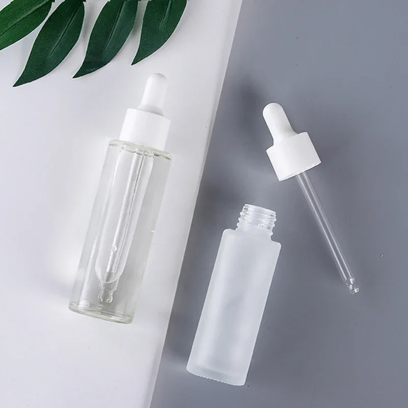 

Fancy Beauty 20ml 30ml 50ml 60ml 80ml 100ml flat shoulder essential oil serum frosted clear glass dropper bottle with pipette