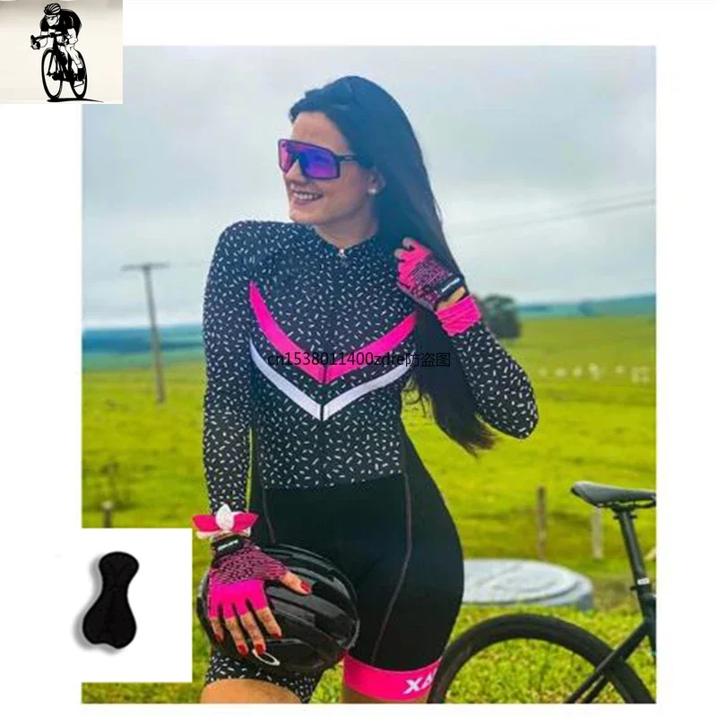 Triathlon Jumpsuit Breathable Uniforms Woman Cycling Jersey Bike Mountain Clothing Custom Popular Style Bib Shorts Cycling Suit