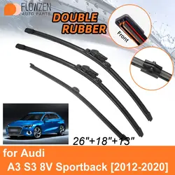 Double Rubber Car Wiper Blades for Audi A3 S3 8V Sportback 2012-2020 Rear Blades Accessories 2014 2015 2016 2017 2018 2019 2020