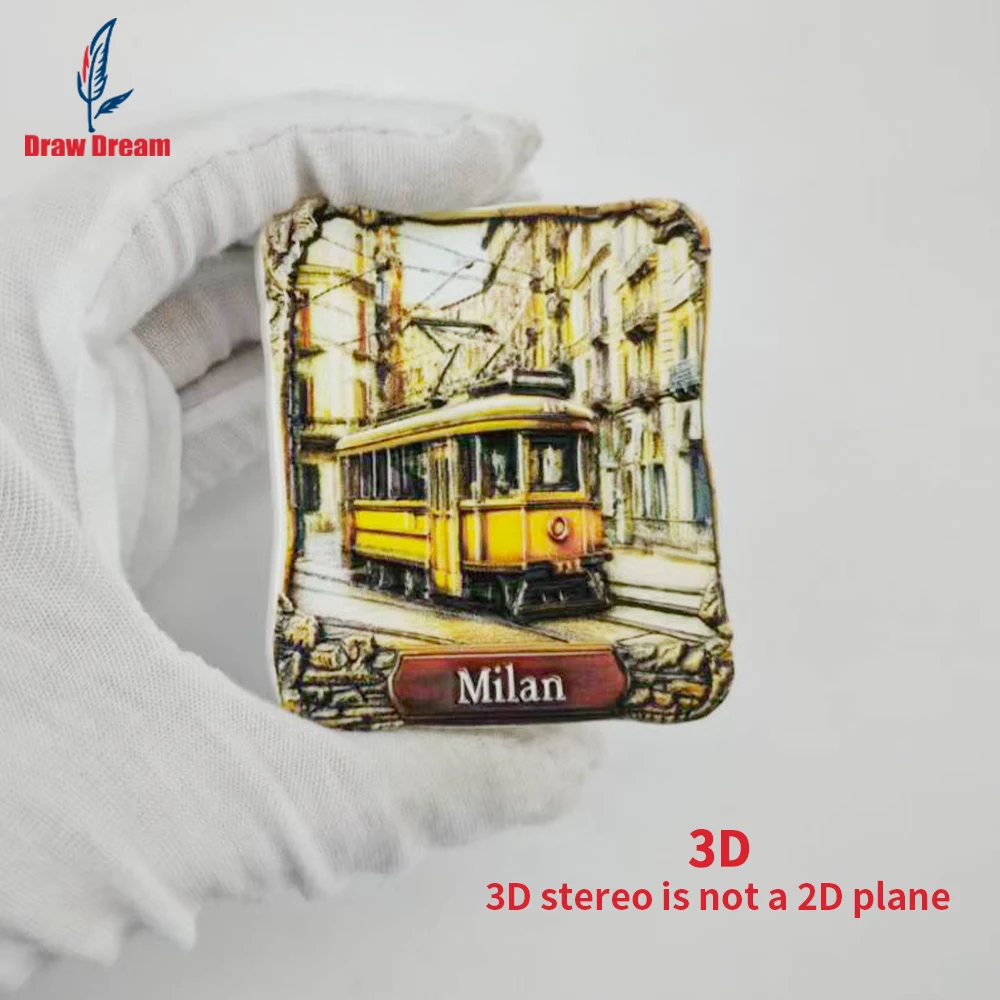 1Pc Milan Refrigerator Magnet World Travel Souvenir Collection Suitable for Home and Office Decoration, Personalized Exclusive Travel Souvenir Magnetic Refrigerator Magnet, Home Decoration, Kitchen, Room, Office, Cabinet Crafts Gift, Holiday Souvenir, Exquisite Small Gift
