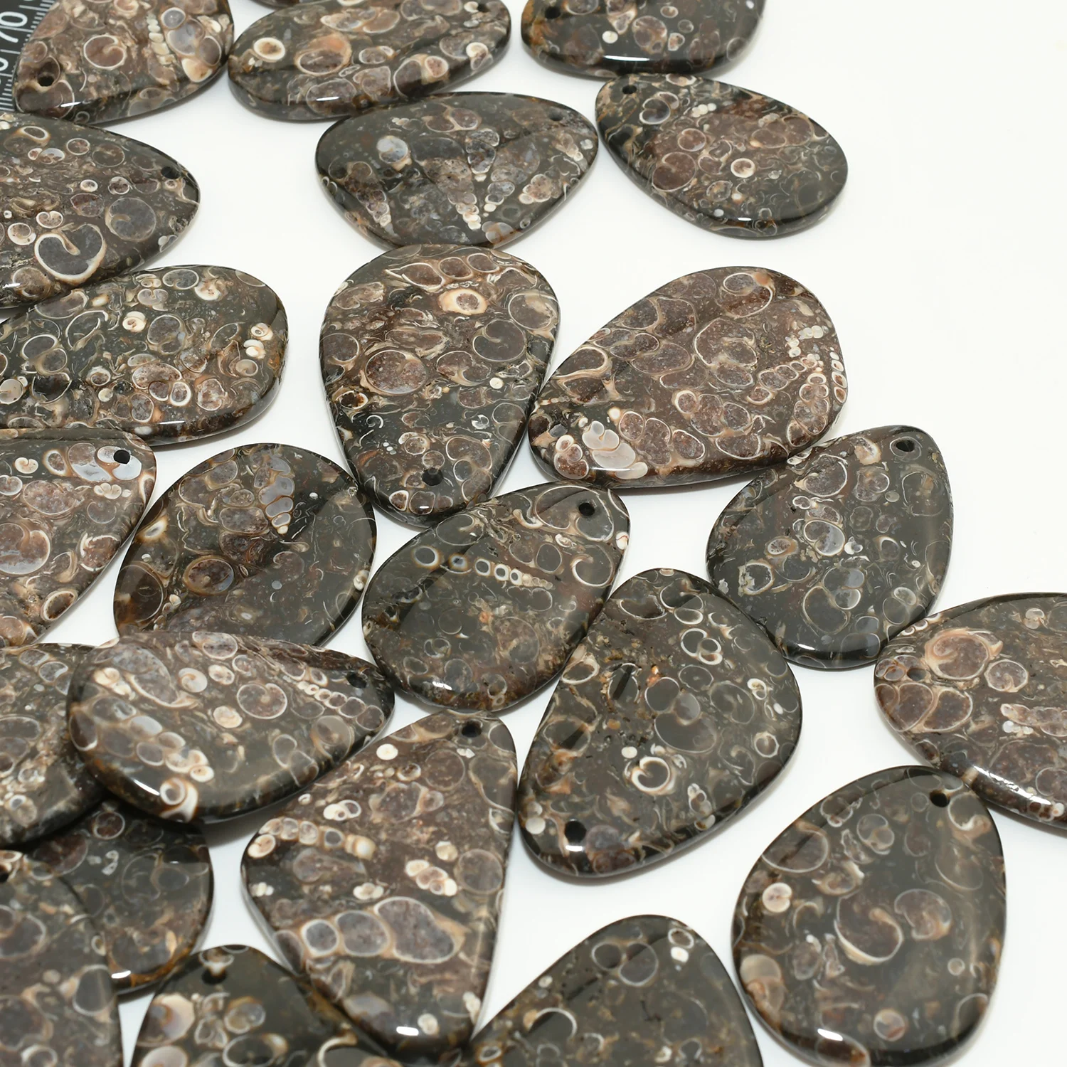 Natrual Turritella Agate Free Form Pendants, Rough Size 35mm-45mm,Thickness About 5mm-9mm