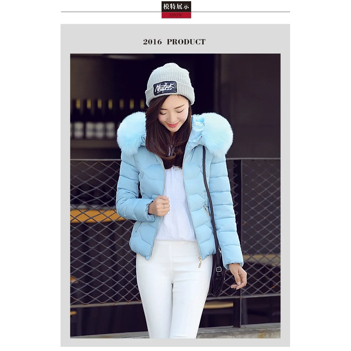 겨울 신상 솜옷 여성용 솜옷 짧은 털 칼라 솜옷 보온 솜옷