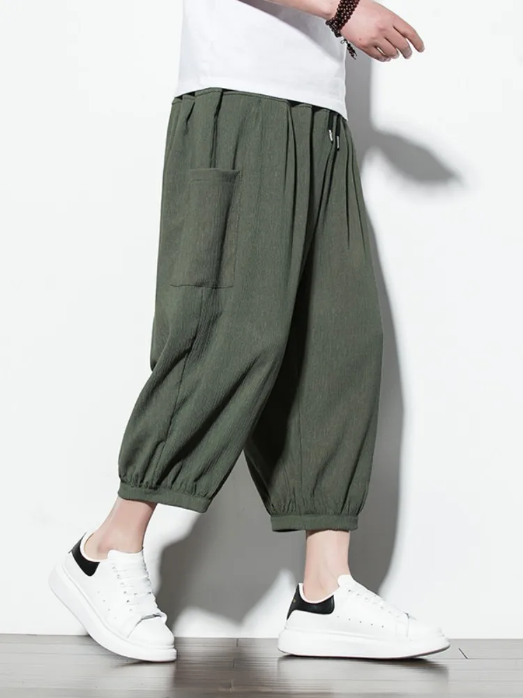 

Мужские летние брюки свободного кроя из ледяного шелка, тонкие, прямые, повседневные, дышащие, легкие, комфортные, свободные штаны-бриджи