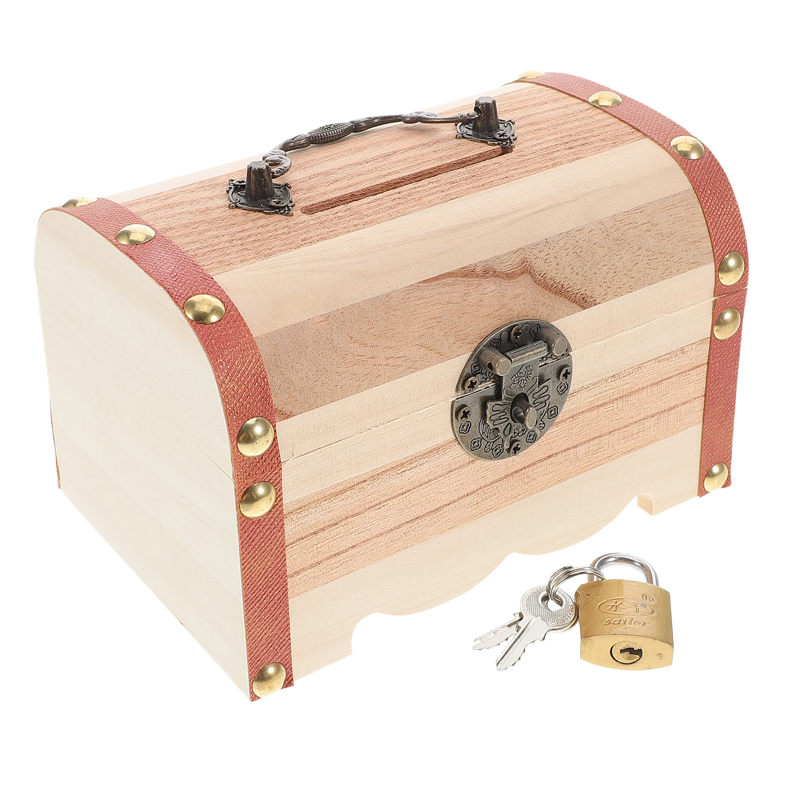 

Solid Wood Piggy Bank Decorative Money Saving Box Coin Container for Bedroom Office Living Room Decorative Chest Box