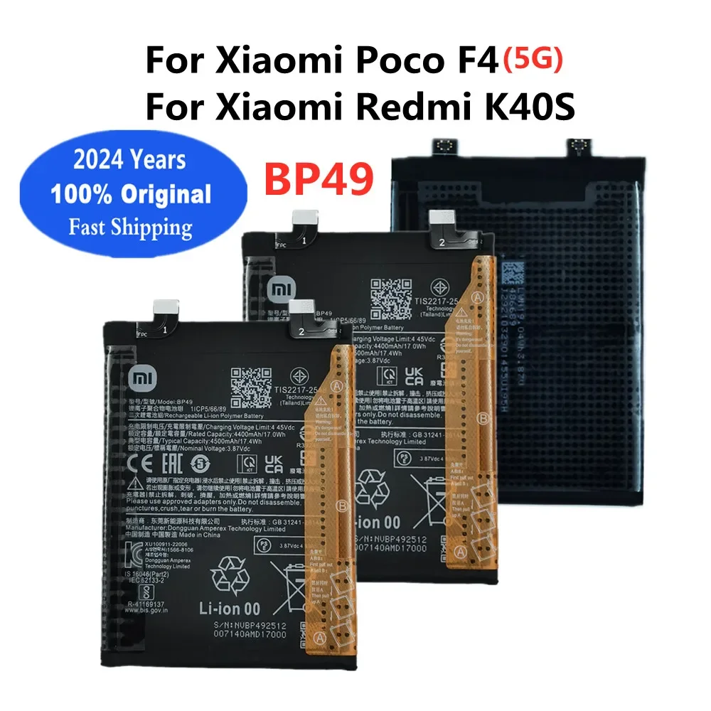 2024 Years Original Battery BP49 For Xiaomi Redmi K40S / Poco F4 5G Phone Battery 4500mAh Fast Shipping