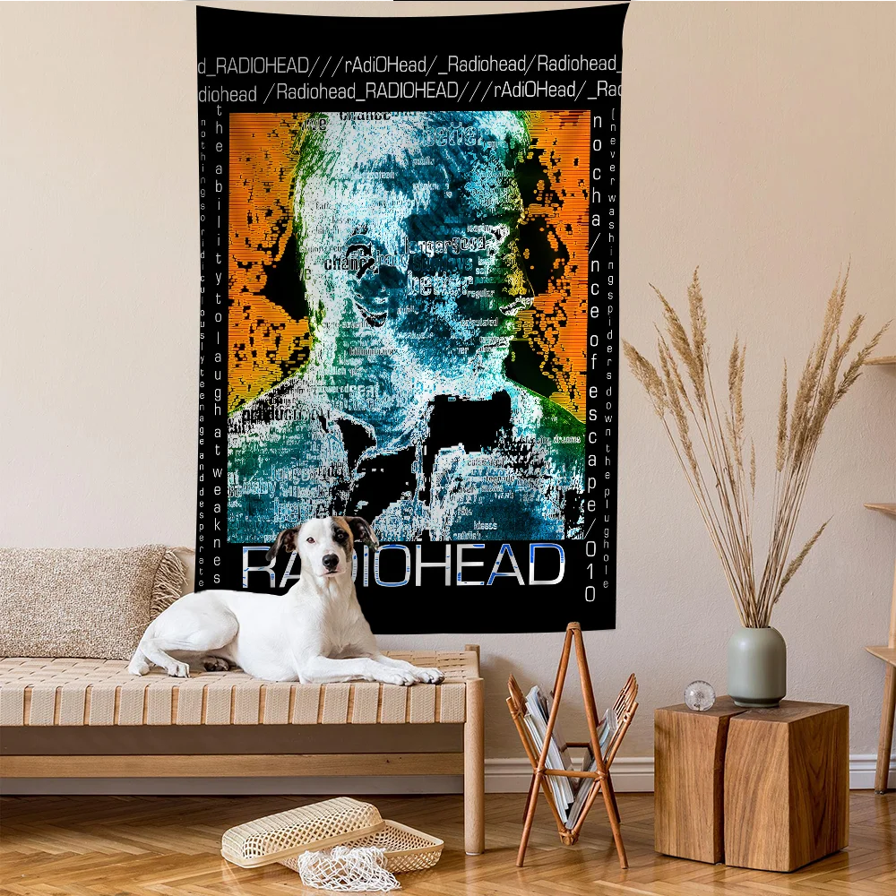 Rock Band Radiohead Music Art Anime Anime Tapestry Hippie Flower Wall Carpets Dorm Decor Cheap Hippie Wall Hanging