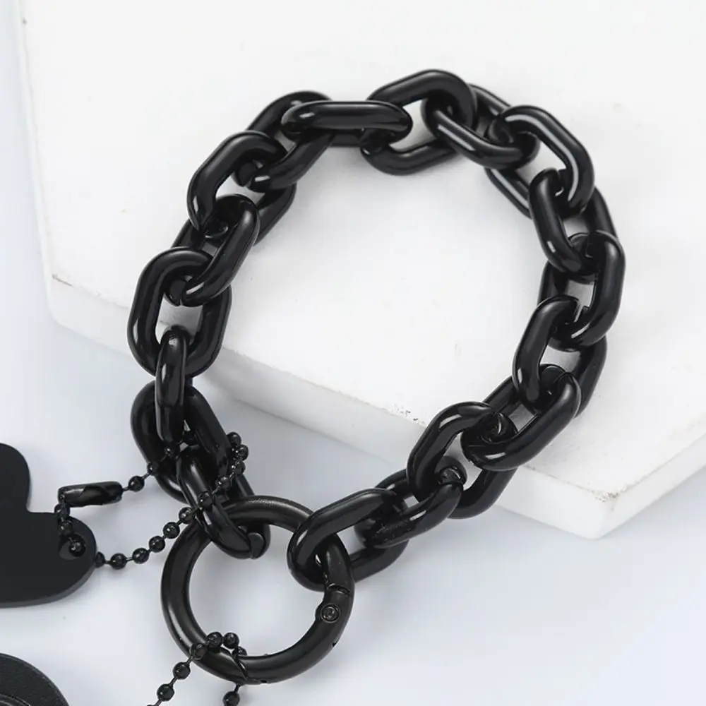 

Pure Black Love Heart Shaped Keychain Leather Metal Chain Love Chain Keyring NOIR V Cute Love Heart Key Ring Women/Girls