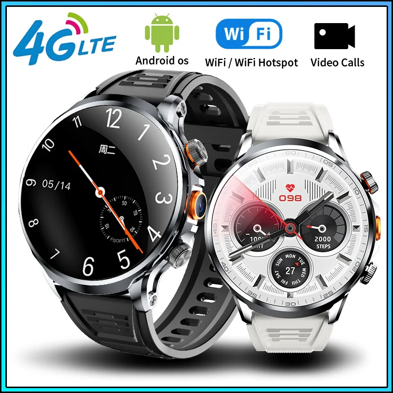 2024 NEW 4G LTE Smartwatch 800W Side Camera Video Call 4G SIM Card WIFI Wireless Fast Internet Access Men Women Smart Watch 2024