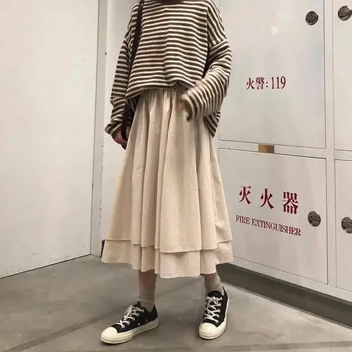 All Match Casual Loose Solid Simple Fresh Patcwork Classic Women Hit Hot Sale New Arrival 2023 Women Female Skirts