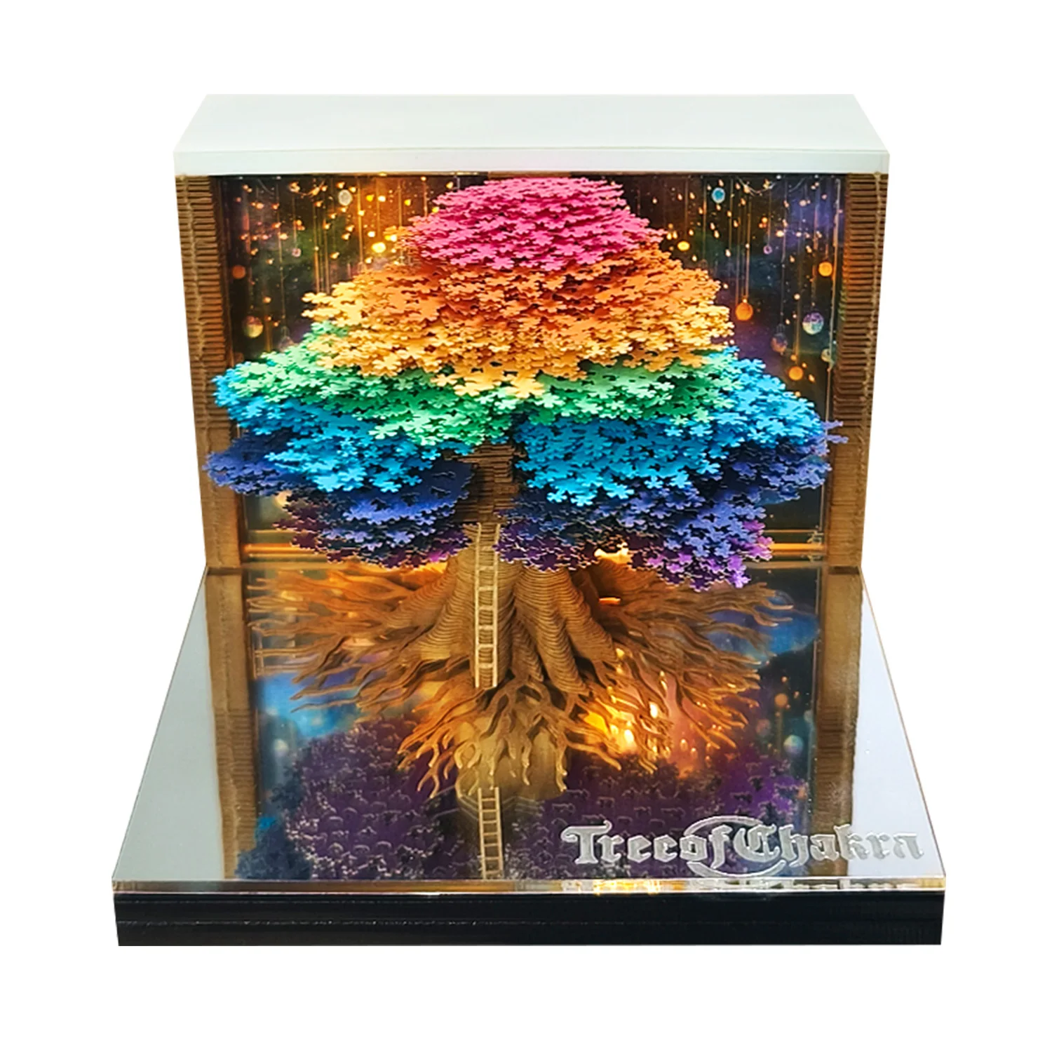 2027 3D Calendar Memo Pad Led Time Piece Calendar Tree of Chakra Desk Calendar Paper Carving Sticky Calendar For Christmas Gifts