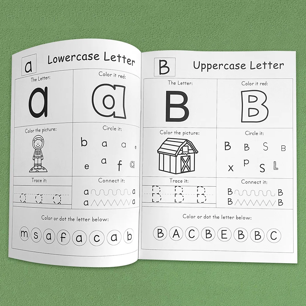 54 Pages Letters A-Z Alphabet Phonics Practice Workbook Preschool Learning English Kindergarten Writing Coloring Book Montessori