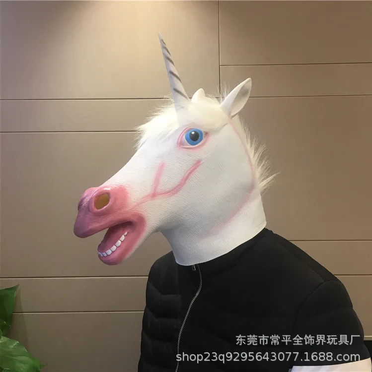 

Halloween Party Masks Latex Mask Unicorn Headset Horsehead Mask Simulation Animal Mask Trick Funny Mask