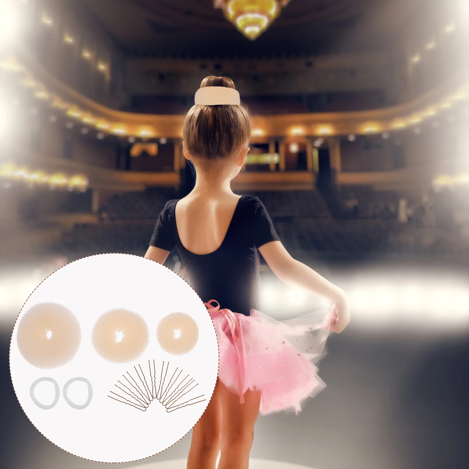 

2 Sets Styling Tool Kits Donut Bun -Shaped Hairpins Elastic Ties Chignon Creator Volume Fullness Design Tools Hair Bun