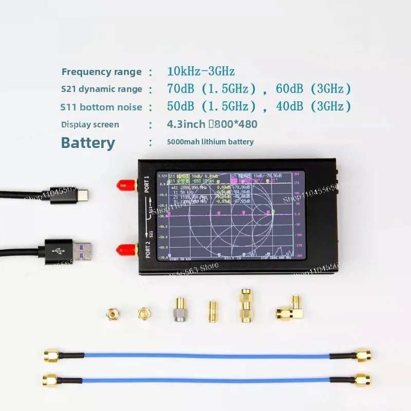 10k-3G HF/VHF/UHF Antenna Analyzer - NanoVNA-V2 F 4.3-inch Vector Network Analyzer