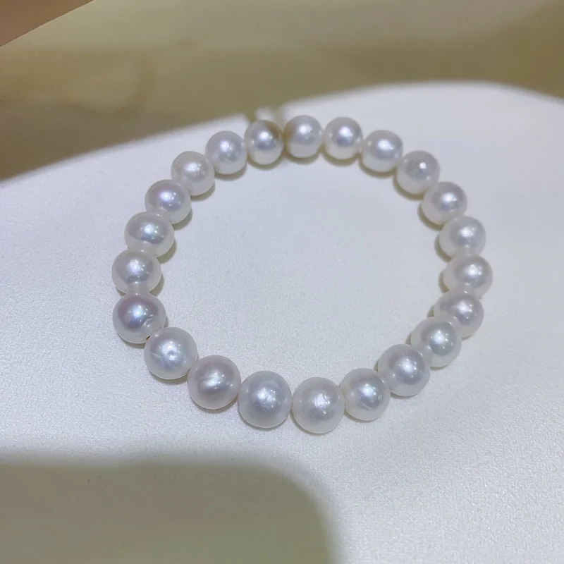 

SGARIT New Arrival White 8-9mm Edison Pearl Strand Bracelet For Women,Fashion Bracelet Girl Birthday Gift ST02