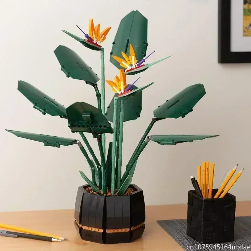 New 10289 Bird of Paradise Bouquet Rose Building Block Bricks Toys For Children DIY Potted Illustration Holiday Girlfriend Gift