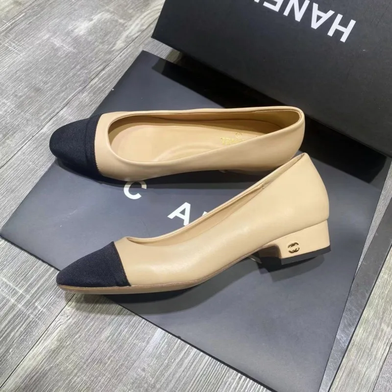 High version summer small fragrant style thick heeled sandals for women with back strap square toe color blocking middle heel an