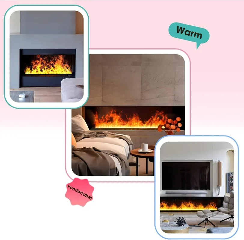 Water Vapor Fireplace with  Electronic + Bluetooth 5-years warranty ,Fireplaces with App Smart Remote Control,Touch Panel Stoves