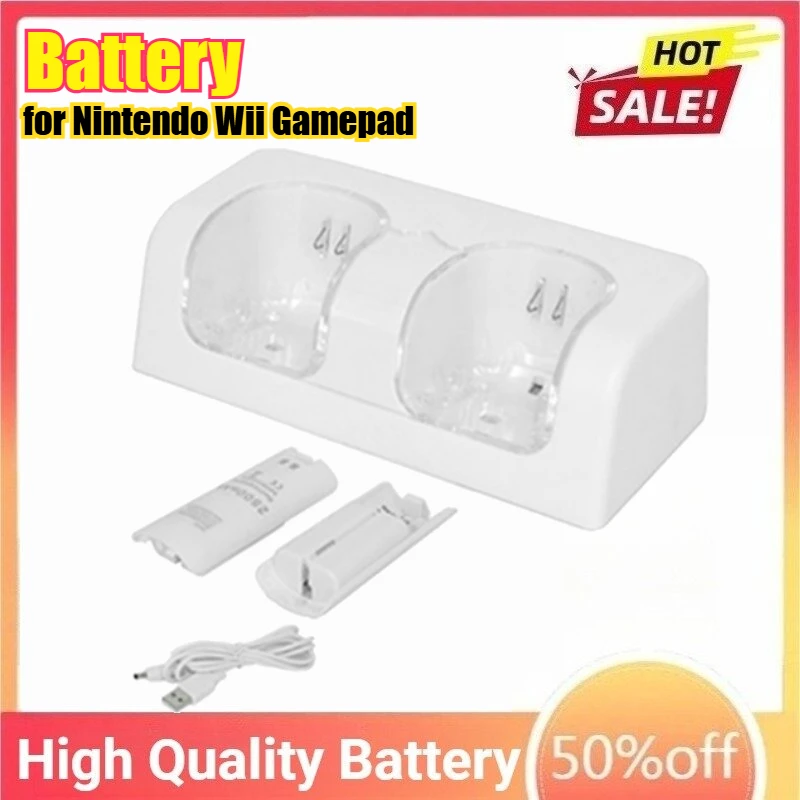 

2800mAh for Nintendo Wii Gamepad Rechargeable Batteries+Battery Charger for Wii Remote Controller Charging Dock Station