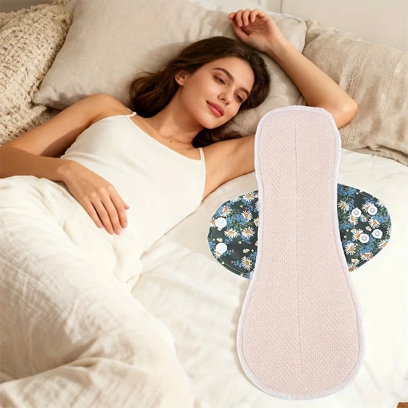 AIO Reusable High Absorbency 4-Layer Cotton Mesh Sanitary Pad - Breathable Cloth Panty Liner, Washable & Hygienic for Daily Use