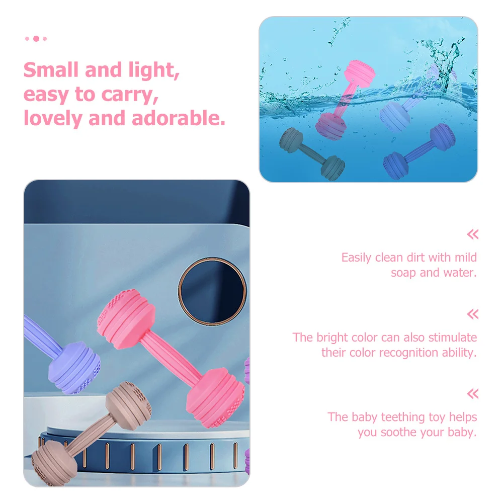 1pc Baby Silicone Teething Dumbbell Rattle For Infant Toddler Gum Massage Chewable Soothing Gift Newborn Baby Teething