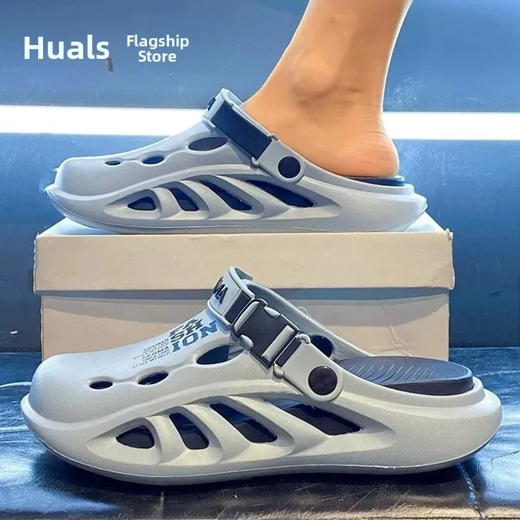 

Men's Summer Outdoor Sandals Anti-slip Wear-resistant Head-covered Slippers Two-use Sports Casual Beach Shoes Breathable EVA