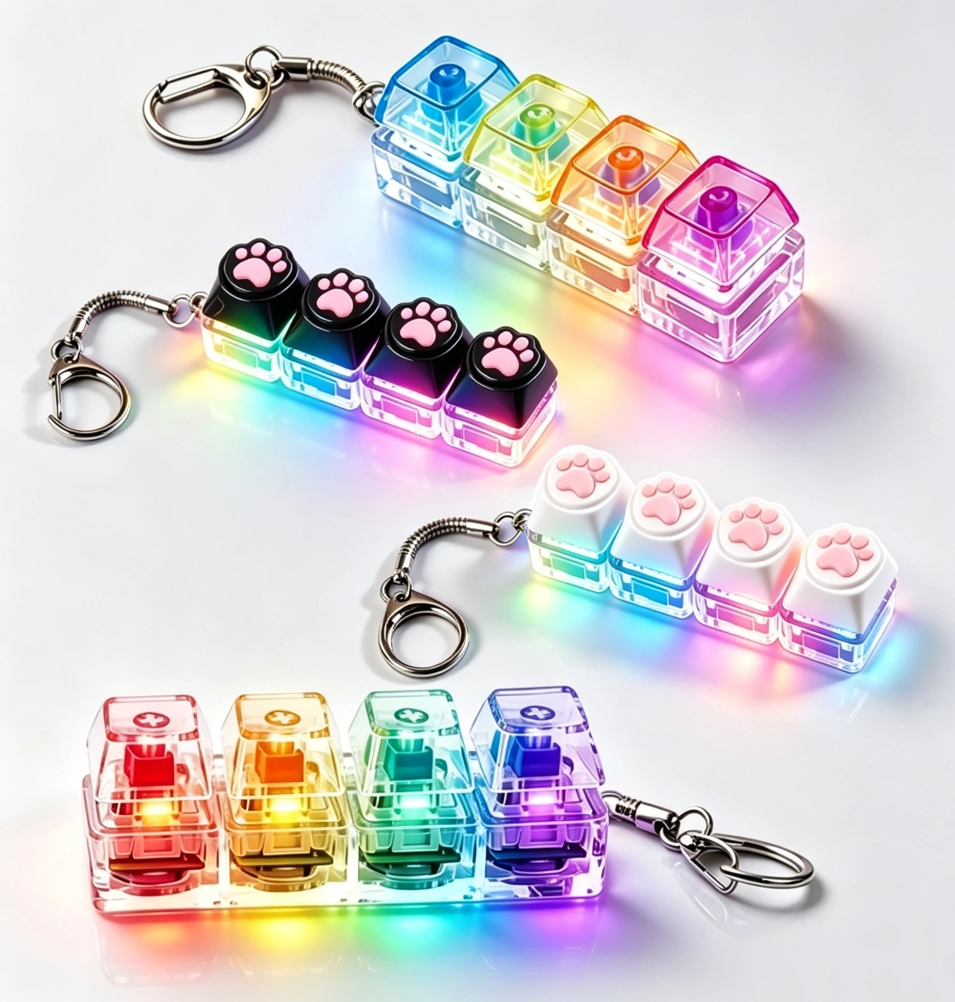 Hot sale Cat LED Keyboard Keychain Fidget Toy - Clickable Buttons Stress Relief, Portable Desk key Accessory Pendant Decor Gift