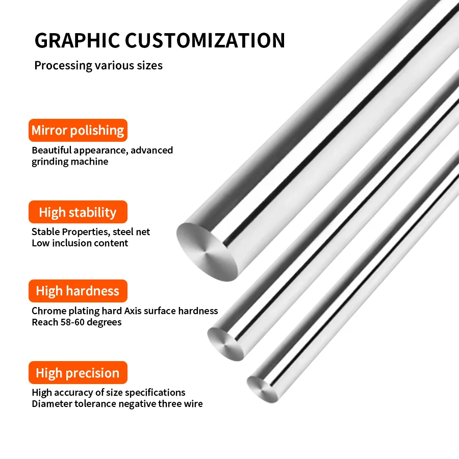 2PCS High Hardness Optical Shaft Hard Diameter 20/22/24/ 25/28/30/32/35/37mm Length 1200-2550mm Linear Guide Rail Wholesale