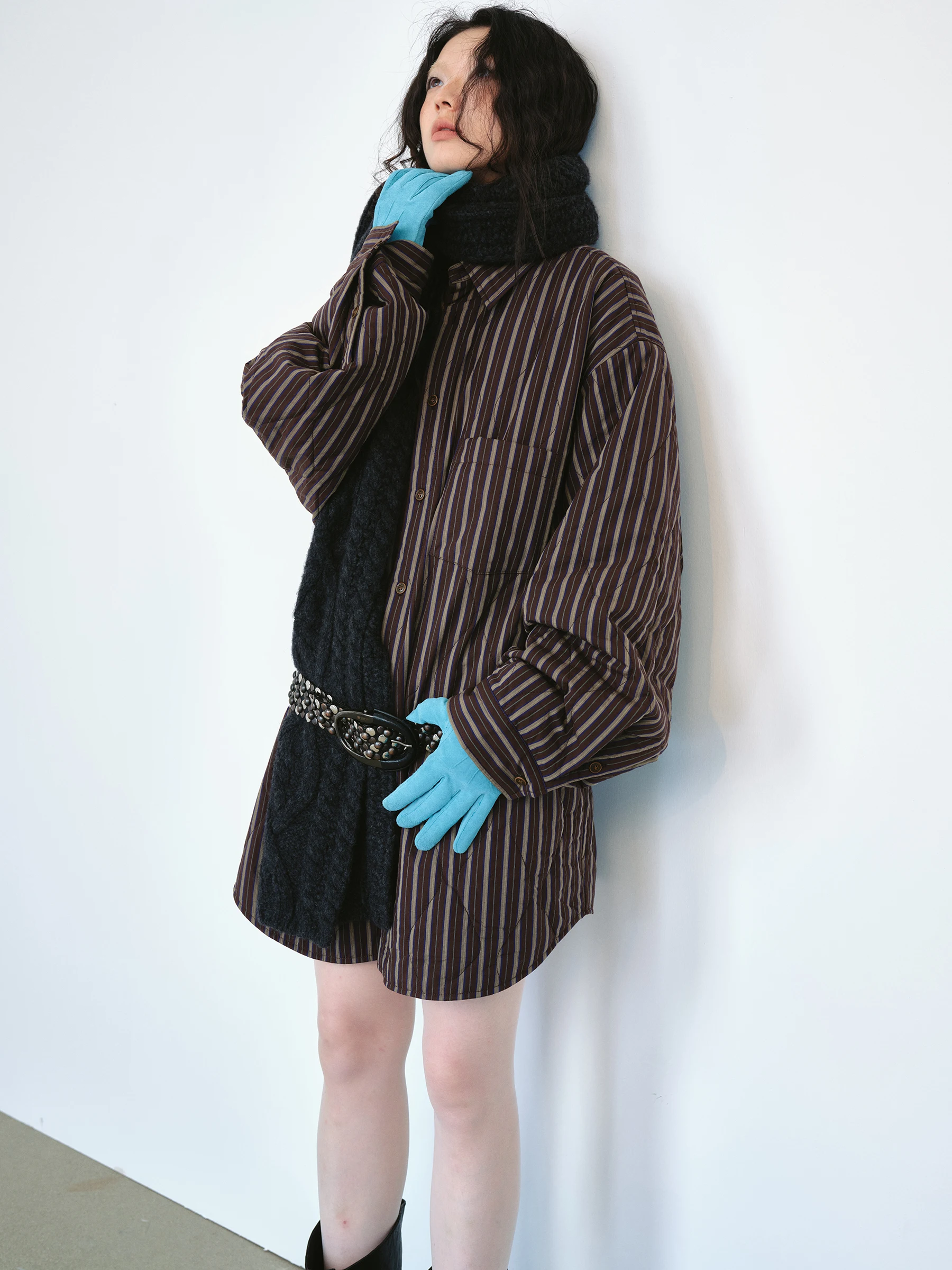 VERMO Retro Layered Color Atmosphere Wool Cotton Gourd Shaped Quilted Mid-Length Cotton Shirt Jacket Women's Fashion